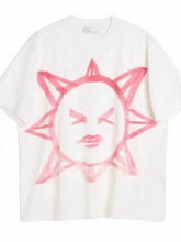 Oversized white graphic T-shirt featuring