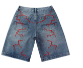 Vale Forever VATE DREAMS Red Lightning Denim Shorts