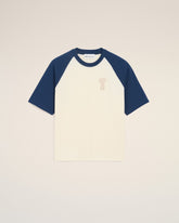 White And Blue Cotton Ami De Coeur Knitted Patch T-shirt