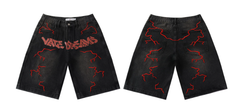 Vale Forever VATE DREAMS Lightning Embroidered Denim Shorts