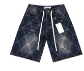 Vale Forever Deep Blue Diamond Pattern Denim Shorts