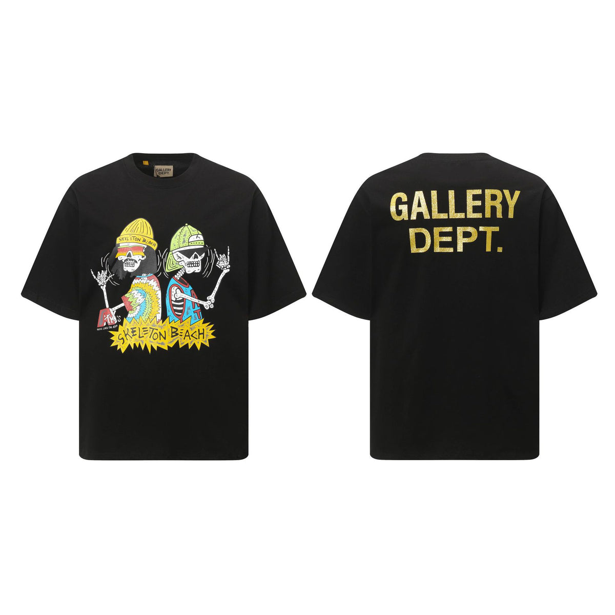 标题 Gallery Dept. Skeleton Beach Oversized Graphic T-Shirt – Black with Gold Foil Logo
