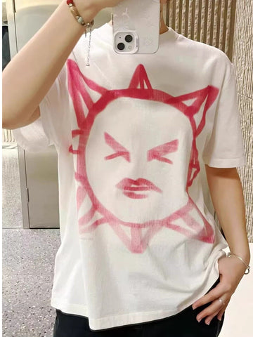 Oversized white graphic T-shirt featuring