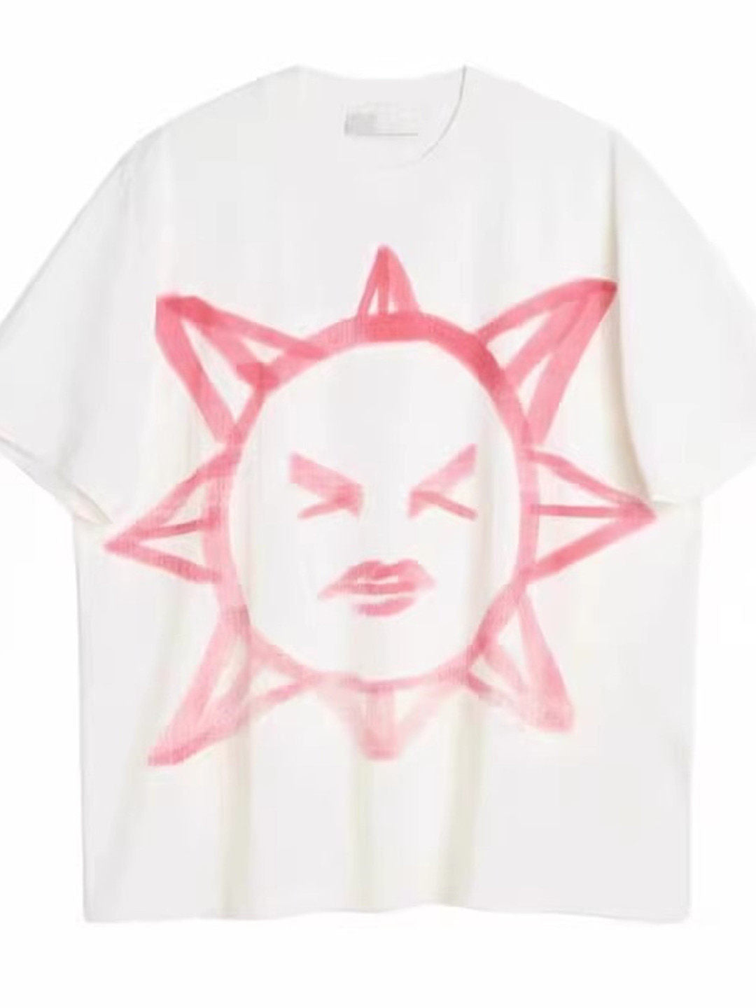 Oversized white graphic T-shirt featuring