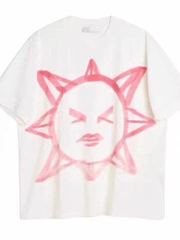 Oversized white graphic T-shirt featuring