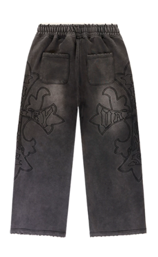 Vale Forever Gothic Cross Washed Black Sweatpants