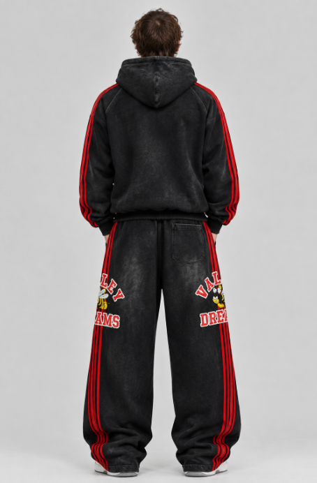 Valley Dreams Black Red Stripe Bee Tracksuit