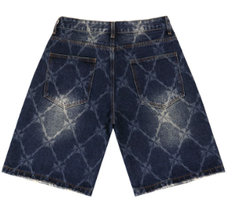 Vale Forever Deep Blue Diamond Pattern Denim Shorts