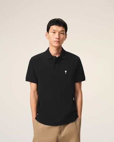 Black Cotton Short Sleeves Ami De Coeur Polo Shirt