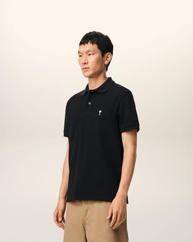 Black Cotton Short Sleeves Ami De Coeur Polo Shirt