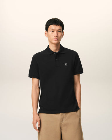 Black Cotton Short Sleeves Ami De Coeur Polo Shirt