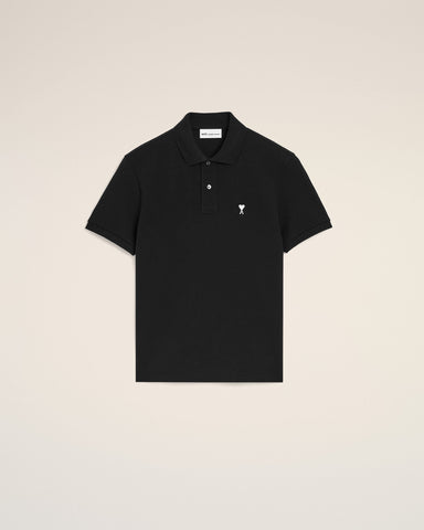 Black Cotton Short Sleeves Ami De Coeur Polo Shirt