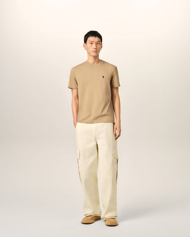 Beige cotton t-shirt with Ami de Coeur