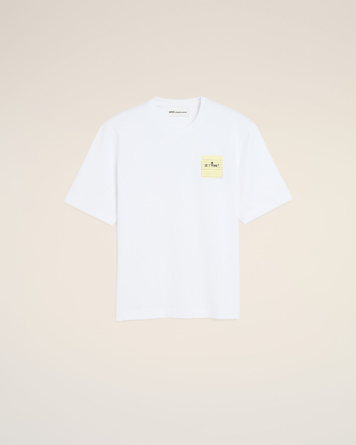 White Cotton Post It "Je T'Aime" T-Shirt