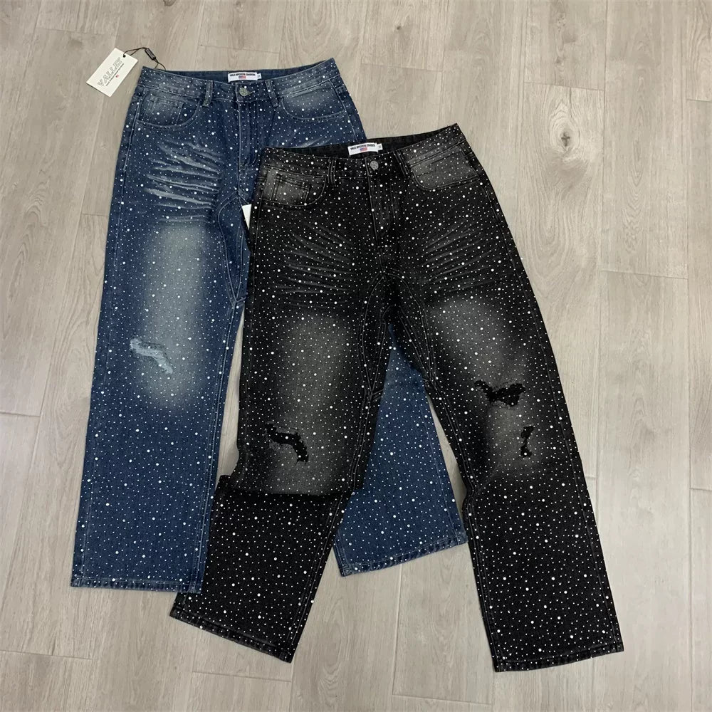 Vale Forever Starry Sky Rhinestone Distressed Jeans