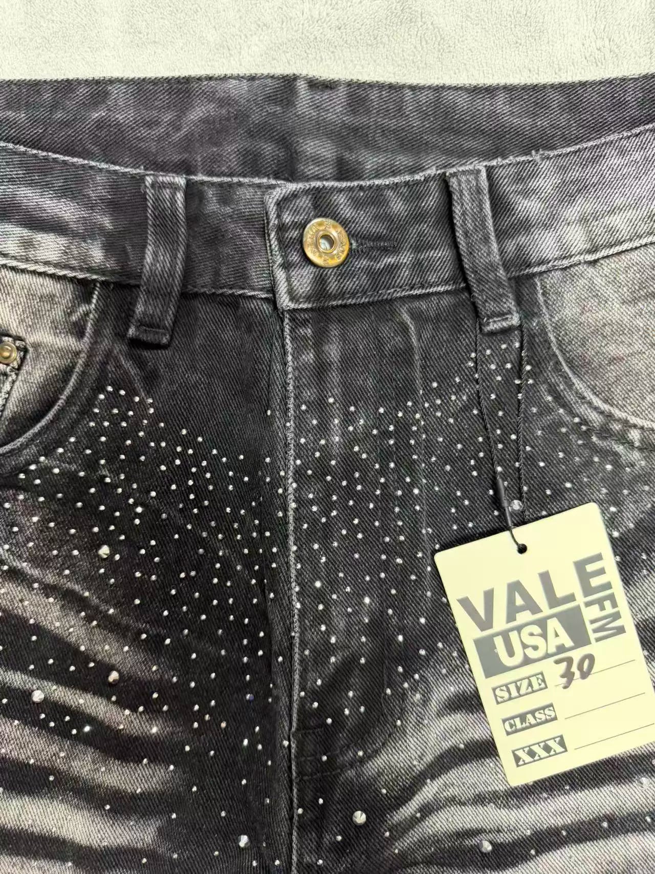 Vale Forever Rhinestone Washed Distressed Jeans