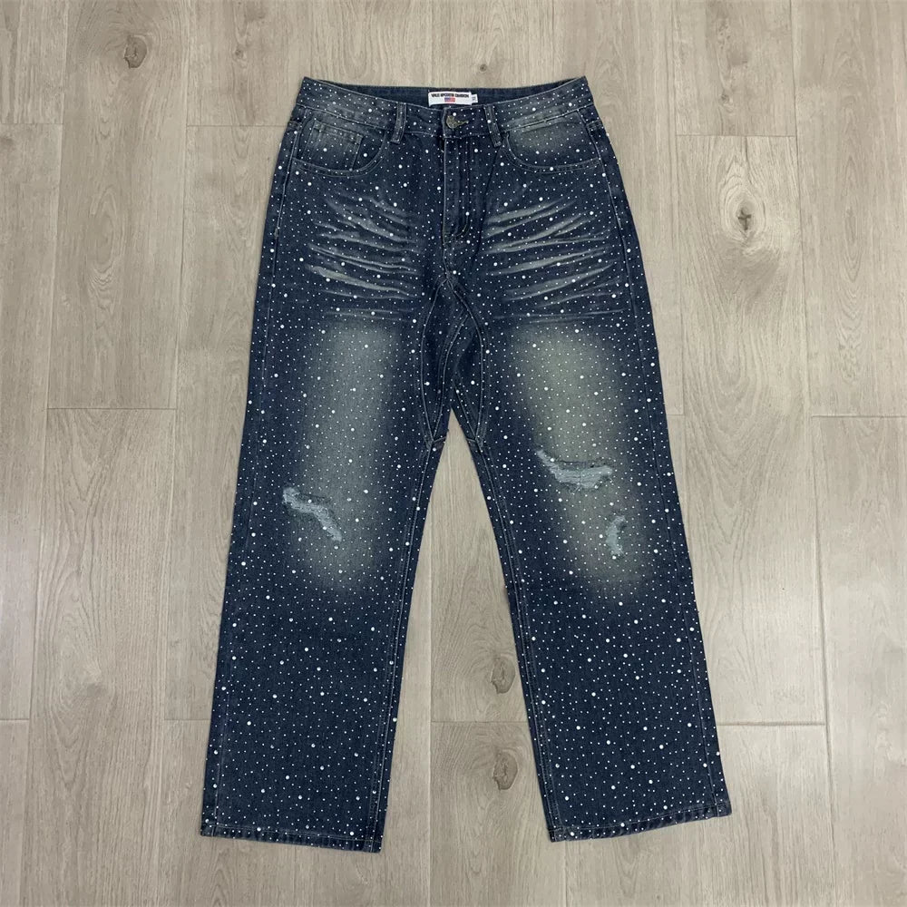 Vale Forever Starry Sky Rhinestone Distressed Jeans