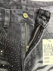 Vale Forever Rhinestone Washed Distressed Jeans
