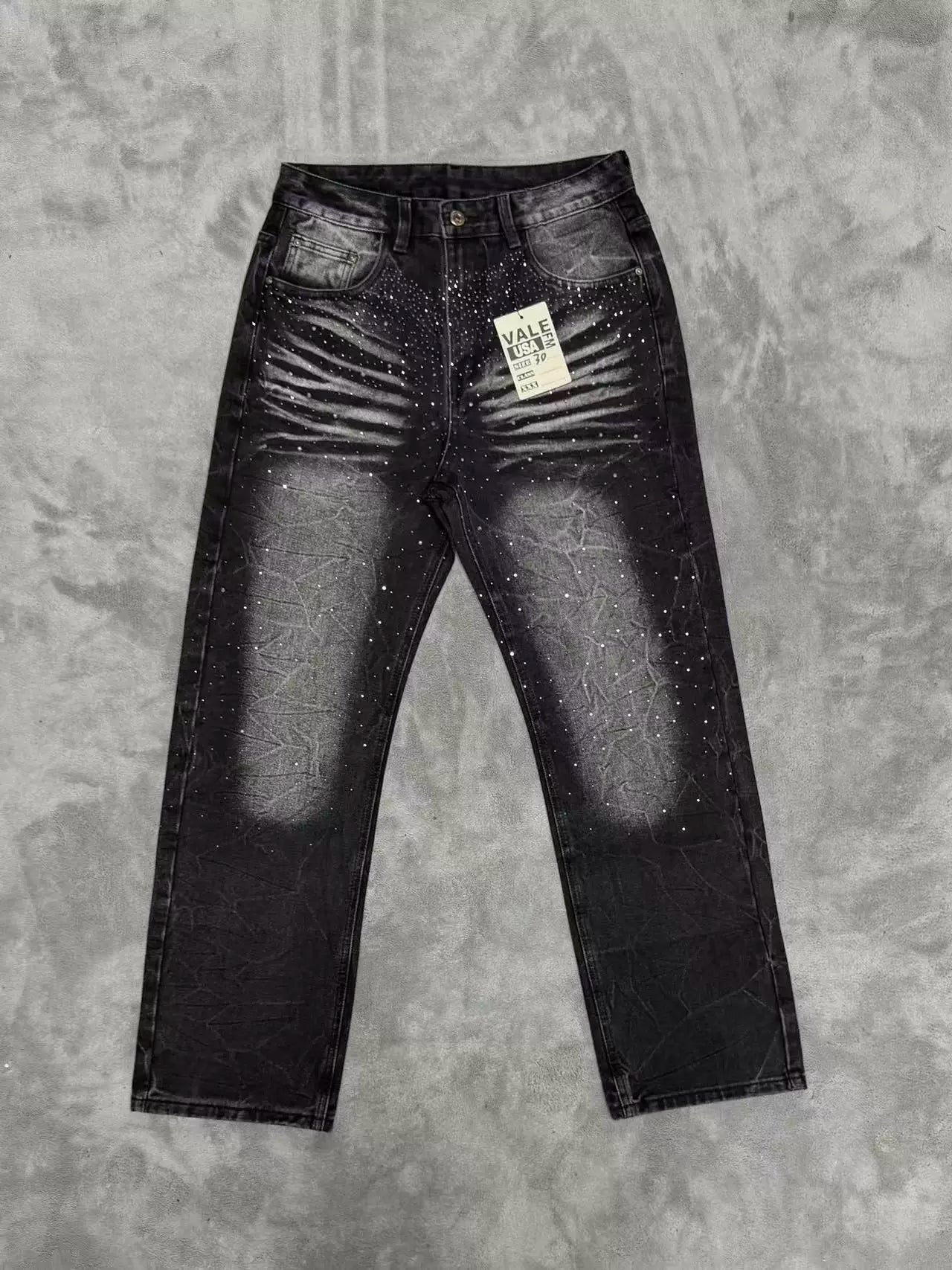 Vale Forever Rhinestone Washed Distressed Jeans