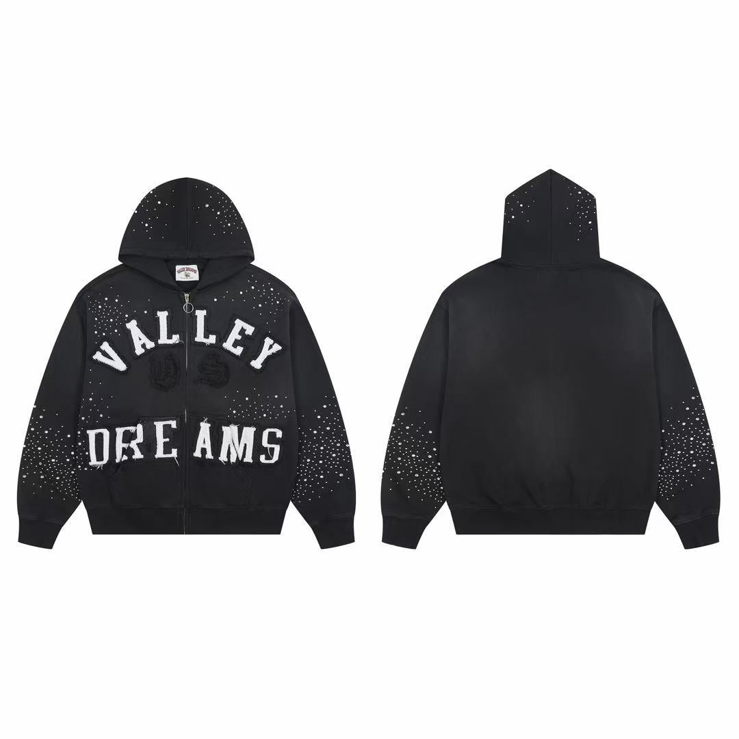 Vale Forever Valley Dreams Rhinestone Zip-Up Hoodie