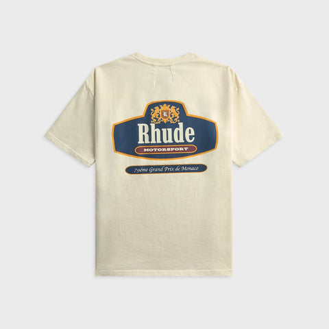 Rhude Racing Crest Tee - Vintage White / Navy