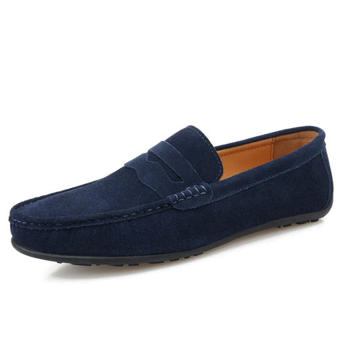 Cow Suede Slip On Men's Loafers Super Soft Genuine Leather Shoes For Men Plus Size 38-47 Driving Shoe Men Flats Casual Footwear