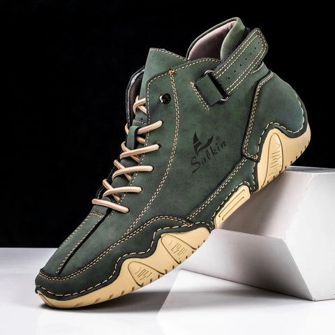 New 2024 Handmade Men Boots Design Sneakers Man Outdoor Casual Leather Men Shoes Ankle Boots Breathable Hot Sale