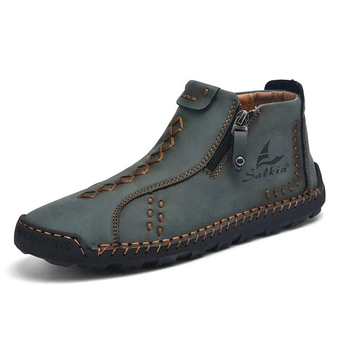 2024 Handmade Casual Leather Men Boots Fashion Retro Designer Shoes Man Leather Ankle Boots Men Walking Hot Sale Hombres Botas