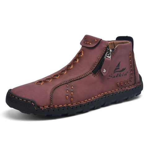 2024 Handmade Casual Leather Men Boots Fashion Retro Designer Shoes Man Leather Ankle Boots Men Walking Hot Sale Hombres Botas