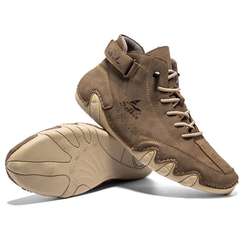 Retro Handmade Leather Men Boots Fashion Designer Shoes Man Outdoor Ankle Boots Men Walking Shoe Breathable Hombres Botas 2023