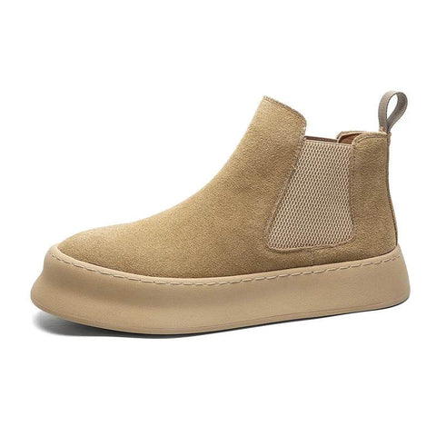 Men’s Genuine Leather Mid Top Boots British Style Chelsea