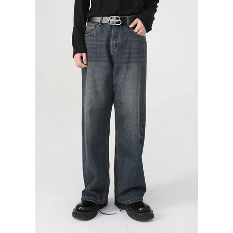 Men Classic Denim Pants Male Wide-leg Men Clothing