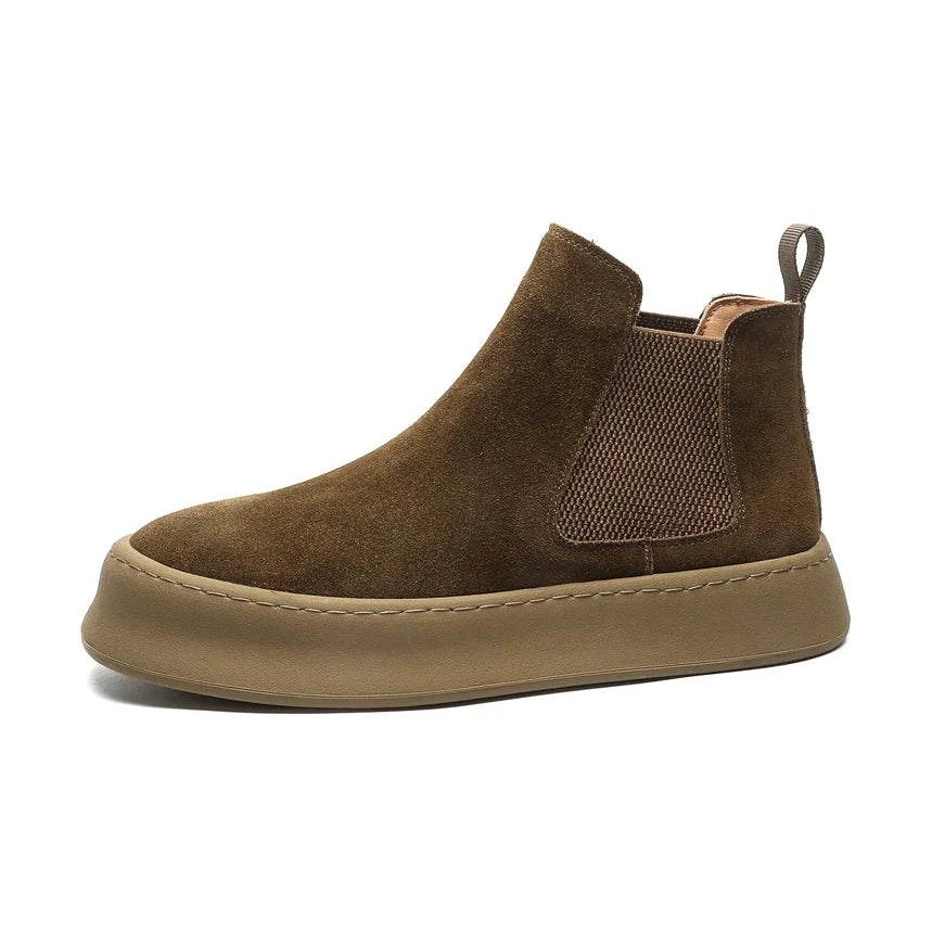 Men’s Genuine Leather Mid Top Boots British Style Chelsea