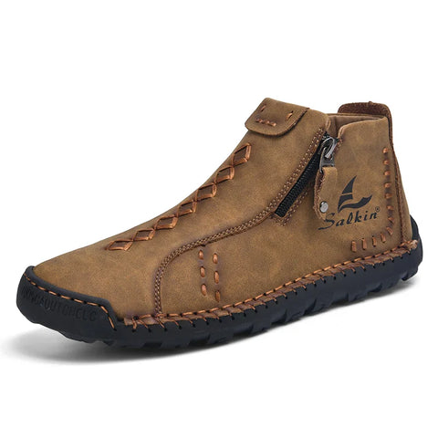 2024 Handmade Casual Leather Men Boots Fashion Retro Designer Shoes Man Leather Ankle Boots Men Walking Hot Sale Hombres Botas