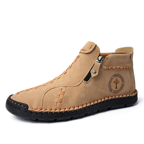 2024 Handmade Leather Boots Men Casual Shoes Ankle Boots Man Autumn Boot Zipper Design Man Shoes Male Hombres Botas Outdoor