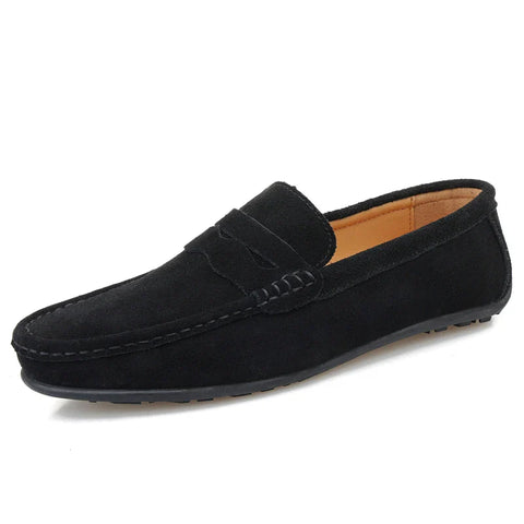 Cow Suede Slip On Men's Loafers Super Soft Genuine Leather Shoes For Men Plus Size 38-47 Driving Shoe Men Flats Casual Footwear