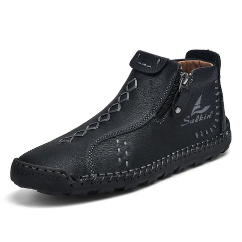 2024 Handmade Casual Leather Men Boots Fashion Retro Designer Shoes Man Leather Ankle Boots Men Walking Hot Sale Hombres Botas