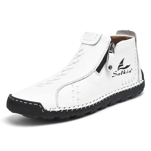 2024 Handmade Casual Leather Men Boots Fashion Retro Designer Shoes Man Leather Ankle Boots Men Walking Hot Sale Hombres Botas