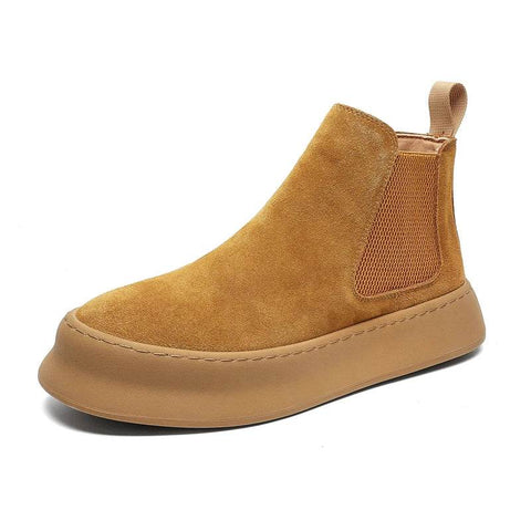 Men’s Genuine Leather Mid Top Boots British Style Chelsea