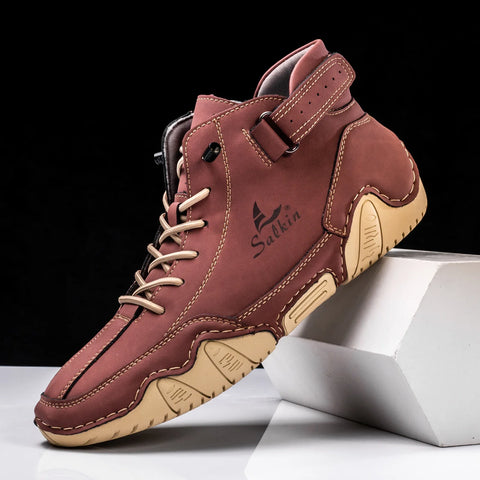 New 2024 Handmade Men Boots Design Sneakers Man Outdoor Casual Leather Men Shoes Ankle Boots Breathable Hot Sale