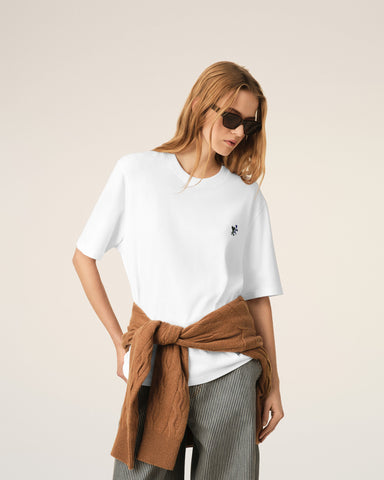 White cotton t-shirt with Ami de Coeur tulip