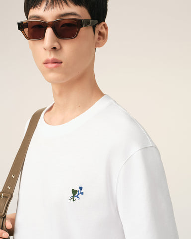 White cotton t-shirt with Ami de Coeur tulip