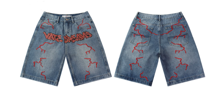 Vale Forever VATE DREAMS Red Lightning Denim Shorts