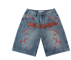 Vale Forever VATE DREAMS Red Lightning Denim Shorts