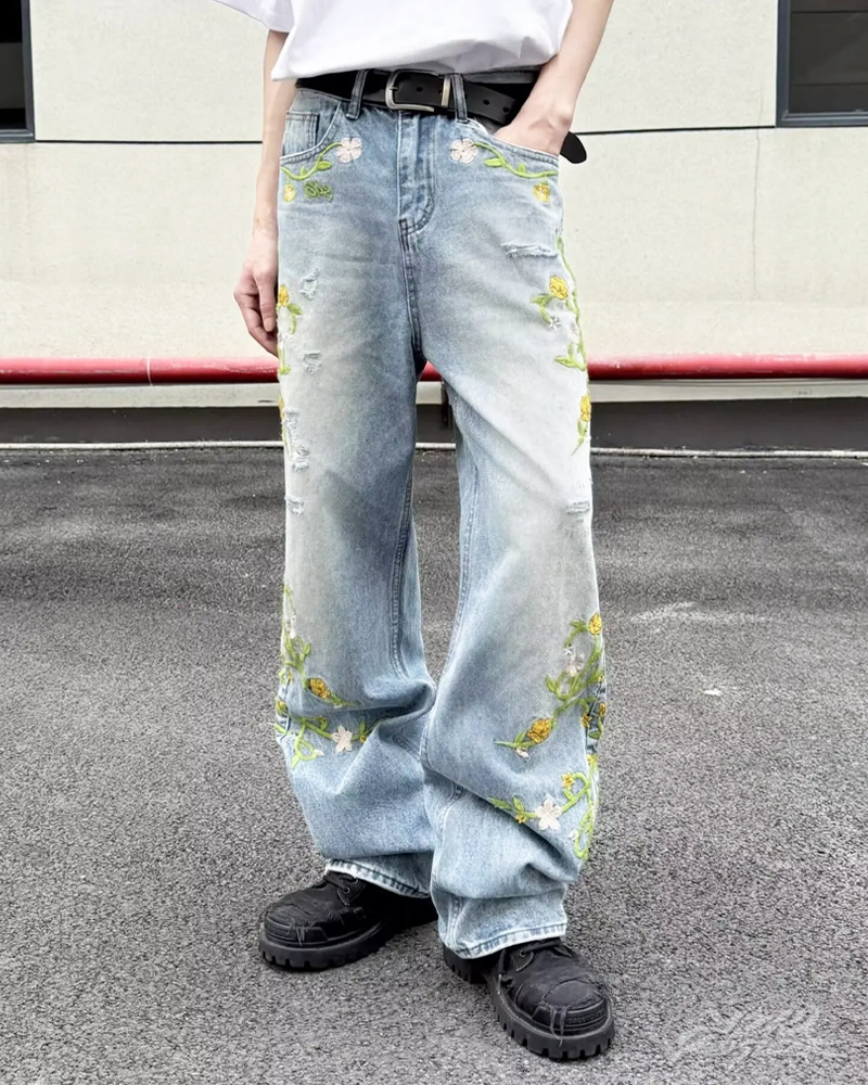Floral Embroidered Jeans